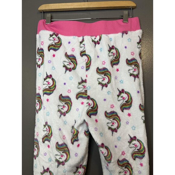 Unicorn Pajama Pants Womens XL Rainbow Fleece Lounge Sleep Drawstring Plush - Picture 5 of 8